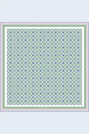 Jessie Zhao New York Double Sided Silk Scarf Of Polka Dot Bloom - Green - Blue, pink