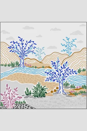 Jessie Zhao New York Silk Bandana Of After Sunset - Blue, pink