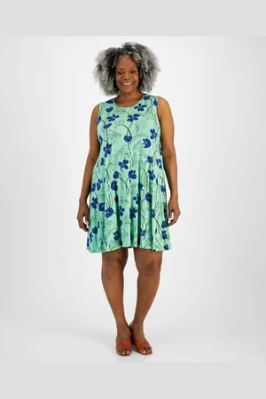 24seven Comfort Apparel Plus Size Midi Fit and Flare Pocket Dress - Macy's