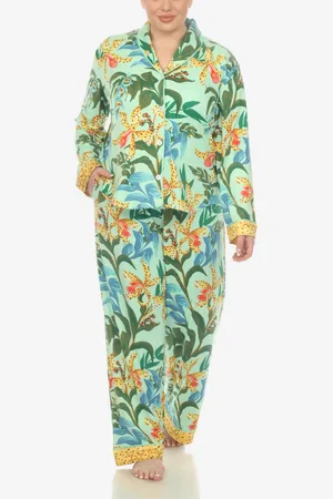 White Mark Plus Size 2 Pc. Wildflower Print Pajama Set