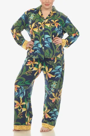 White Mark Plus Size 2 Pc. Wildflower Print Pajama Set