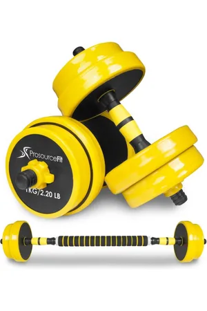Prosourcefit Adjustable Dumbbells and Barbell Set. 22lb - Black/yellow