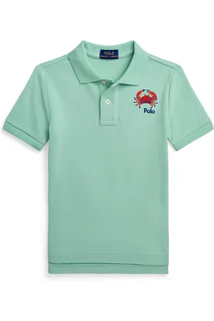 Polo Ralph Lauren Boys' Cotton Mesh Polo Shirt - Little Kid - Orange - Size 3 - Fish Embroidered - Summer Coral