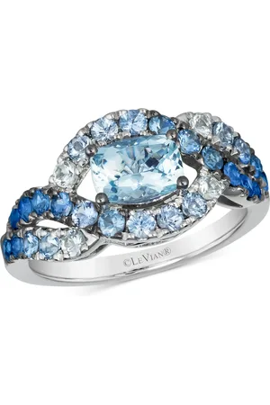 Le Vian Sea Blue Aquamarine (5/8 ct. t.w.), Denim Ombre (1-1/8 ct. t.w.) & White Sapphire (1/5 ct. t.w.) Twist Ring in 14k White Gold