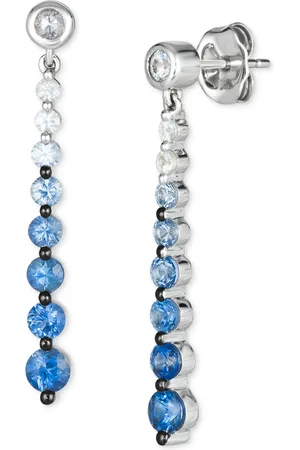 Le Vian Denim Ombre (1 ct. t.w.) & White Sapphire (1/3 ct. t.w.) Linear Drop Earrings in 14k White Gold