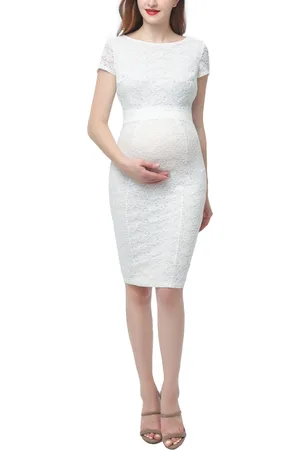 Kimi & Kai Maternity Lace Trim Midi Dress