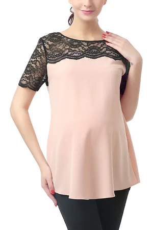 Kimi & Kai Maternity Lace Trim Blouse