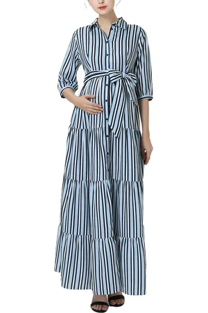 Kimi & Kai Maternity Button Front Nursing Maxi Shirt Dress