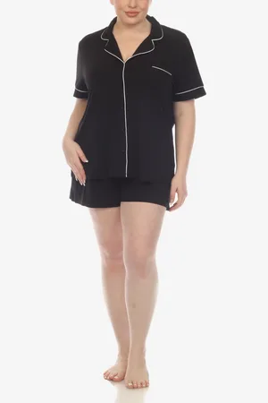 White Mark Plus Size 2 Pc. Short Sleeve Pajama Set