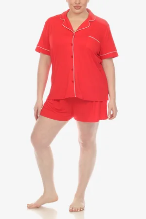 White Mark Plus Size 2 Pc. Short Sleeve Pajama Set