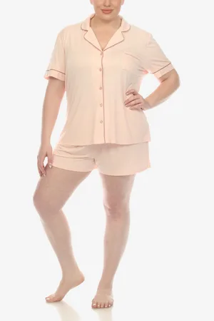 White Mark Plus Size 2 Pc. Short Sleeve Pajama Set