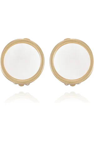 ELIE TAHARI Tone Circle Dime Clip On Button Earrings