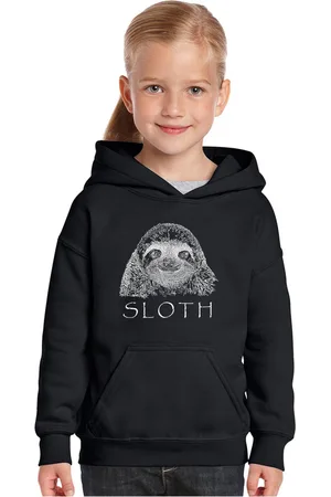 La Pop Art Girls Word Art Hooded Sweatshirt - Sloth