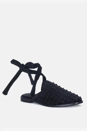 RAG & CO Asante Womens Crisscross Beaded Veil Velvet Mules