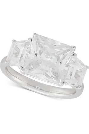 ARABELLA Cubic Zirconia Square Three Stone Statement Ring in