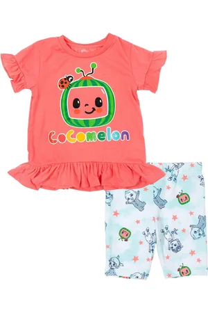 Cocomelon Baby Girls Jj Yoyo Tomtom Peplum T-Shirt and Bike Shorts Outfit Set