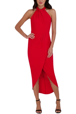 Julia Jordan Knot-Neck Tulip-Hem Midi Dress