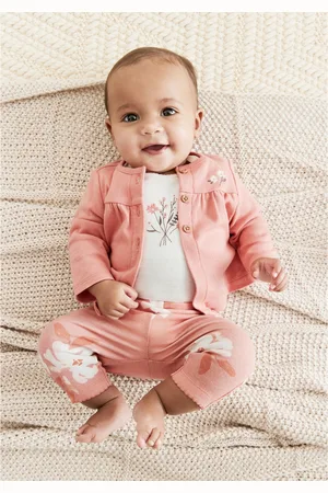 Carters Baby Girls Little Cardigan, Bodysuit and Pants, 3 Piece Set - Pink, White