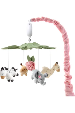 The Peanutshell Wildest Dreams Pink Musical Crib Mobile for Baby Girls - Pink/green