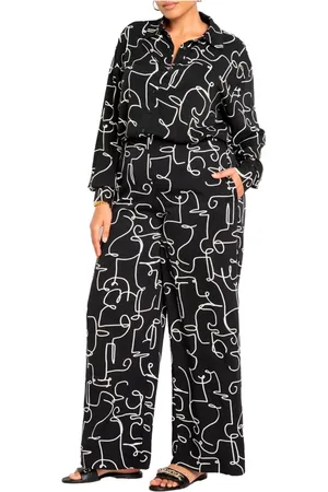 Eloquii Plus Size Printed Wide Leg Pant