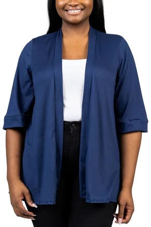 24Seven Comfort Apparel Plus Size Elbow Length Open Front Cardigan Sweater