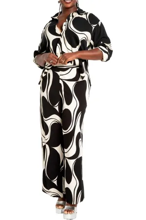 Eloquii Plus Size Printed Wide Leg Pant