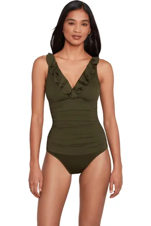 Ralph Lauren Ruffle Surplice One Piece Swimsuit