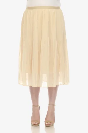 White Mark Plus Size Pleated Chiffon Midi Skirt