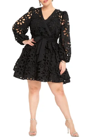 Eloquii Plus Size Tiered Eyelet Mini Dress