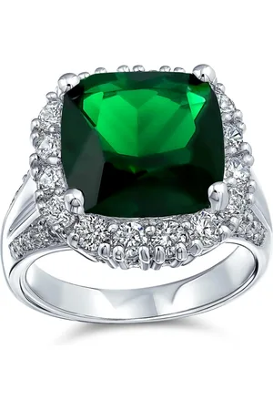 Bling Jewelry Large Fashion Solitaire Cubic Zirconia Pave Cz Cushion Cut 7CTW Cz Cocktail Statement Ring