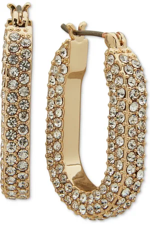 Karl Lagerfeld Gold-Tone Crystal Pave Small Hoop Earrings, .87"