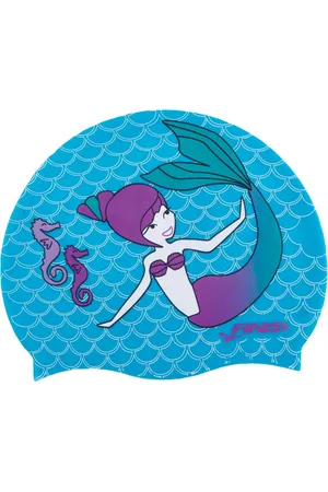 Finish Line Girls Mermaid Silicone Cap - Fun Swim Cap with a Universal Fit - 100% Silicone Swim Cap with Rippled Edge for a Watertight Seal - Swimming Pool