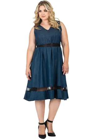 Standards & Practices Plus Size Sleeveless A-Line Tencel Denim Dress
