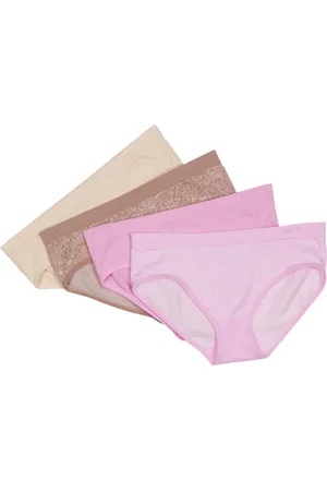 Bearpaw Girls 4-Pack Multi Color Seamless Hipster Underwear - Floral pink, pink, brown, ivory