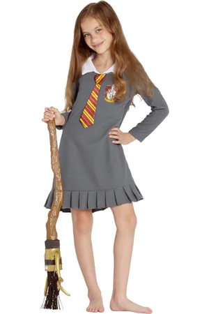 Harry Potter Girls Hermione Uniform Tie Pajama Gown Gray
