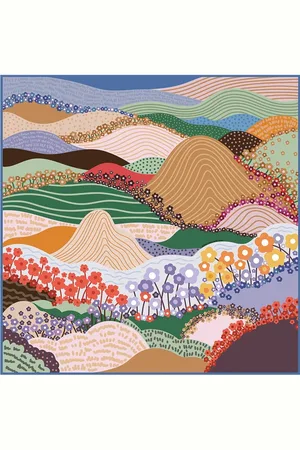 Jessie Zhao New York Double Sided Silk Scarf of Flower Mountain