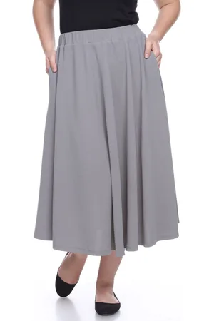 White Mark Plus Size Flared Midi Skirt