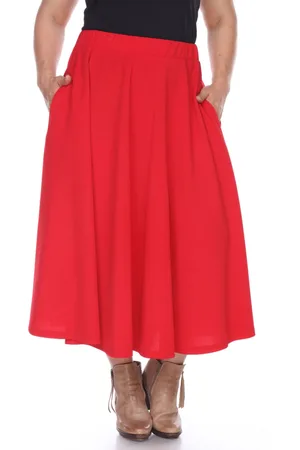 White Mark Plus Size Flared Midi Skirt