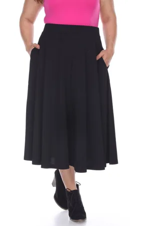 White Mark Plus Size Flared Midi Skirt