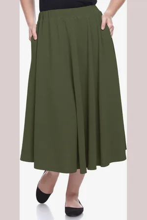 White Mark Plus Size Flared Midi Skirt