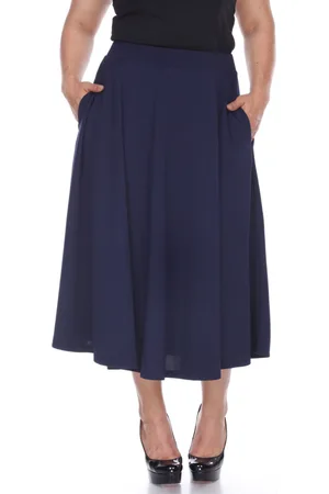 White Mark Plus Size Flared Midi Skirt