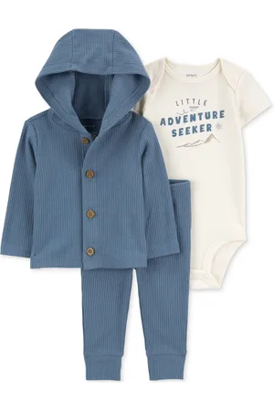 Carters Baby Boys Little Adventure Seeker Graphic Bodysuit, Hooded Cardigan & Pants, 3 Piece Set