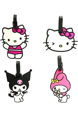 Hello Kitty Sanrio Luggage Tag Kuromi, My Melody Pvc Travel Tags Gifts - Set of 4 - Pink, white, black