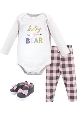 Hudson Baby Girls Hudson Cotton Bodysuit, Pant and Shoe 3pc Set Bear, 12-18 Months