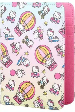Hello Kitty Sanrio Passport Holder Travel Accessories Gifts - Gradient Hot Air Balloon - Pink, blue, yellow