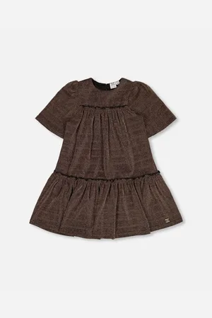 Deux par Deux Big Girls Short Sleeve Metallic Dress With Frills
