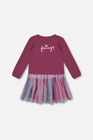 Deux par Deux Big Girls Bi-Material Dress With Tulle Skirt