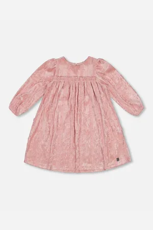 Deux par Deux Big Girls Long Sleeve Velvet Dress With Frills