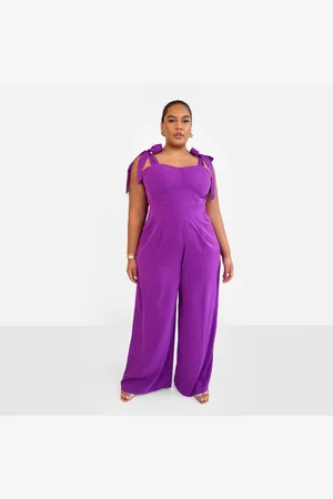 Rebdolls Plus Size Selma Tie Strap Corset Wide Leg Jumpsuit
