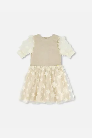 Deux par Deux Big Girls Elbow Sleeve Dress With Tulle Skirt